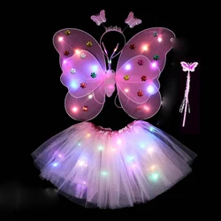 Costume de danse Shoous DegradWing pour enfants de 2 à 8 ans, costume de danse d'anniversaire, papillon de princesse coloré, elfe brillant