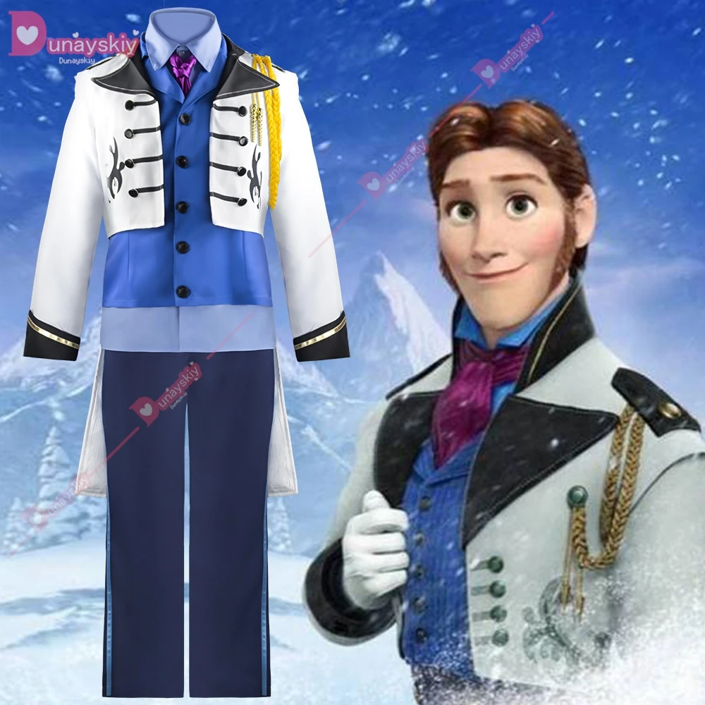 

Halloween Party Snow Queen Ice and Snow Romance Clothing Prince Hans Cosplay Costume for Adult Men Uniform Suit