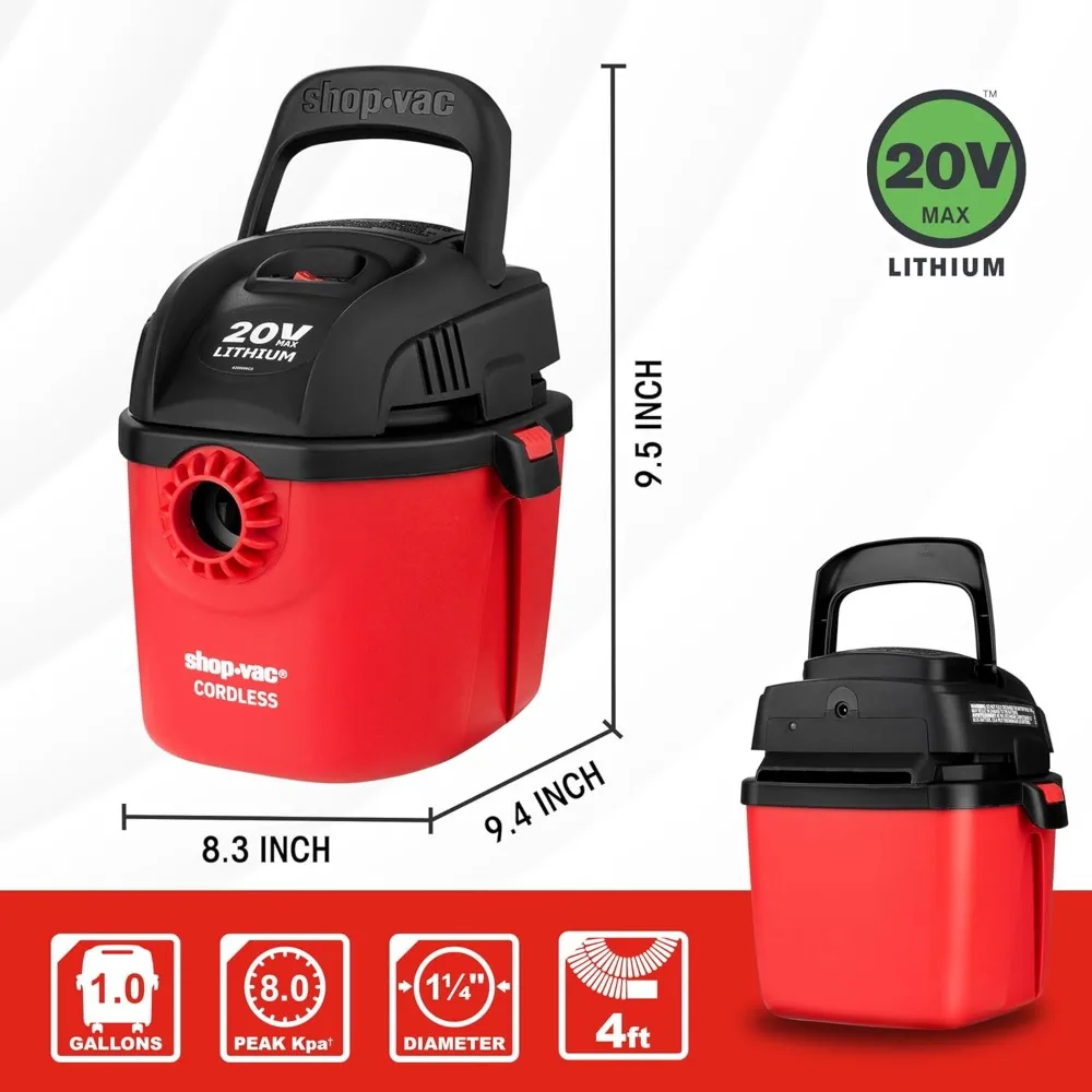 Беспроводной пылесос для влажной и сухой уборки мощностью 8,0 пика HP, складной ручкой, настенным креплением и многофункциональностью.