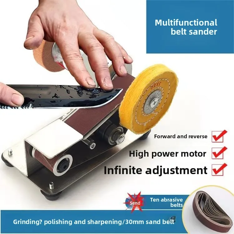15 degree multifunctional small mini electric belt sander polishing machine woodworking grinding knife sharpening artifact