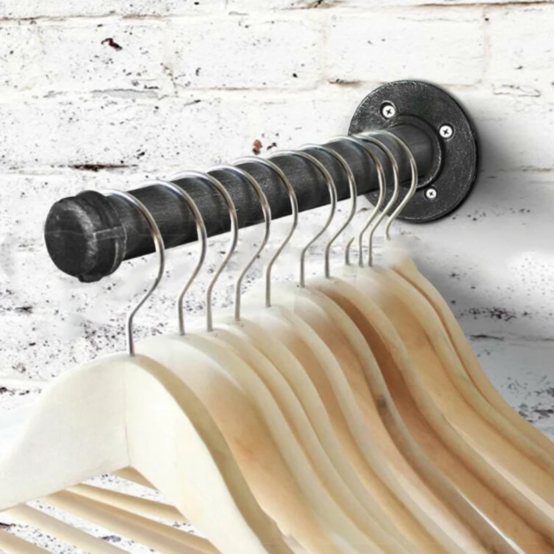 Holder Pipe Shelf Bracket Organizer Ornaments Steampunk Storage Black Tube Book Wall mounted Decor Display Home