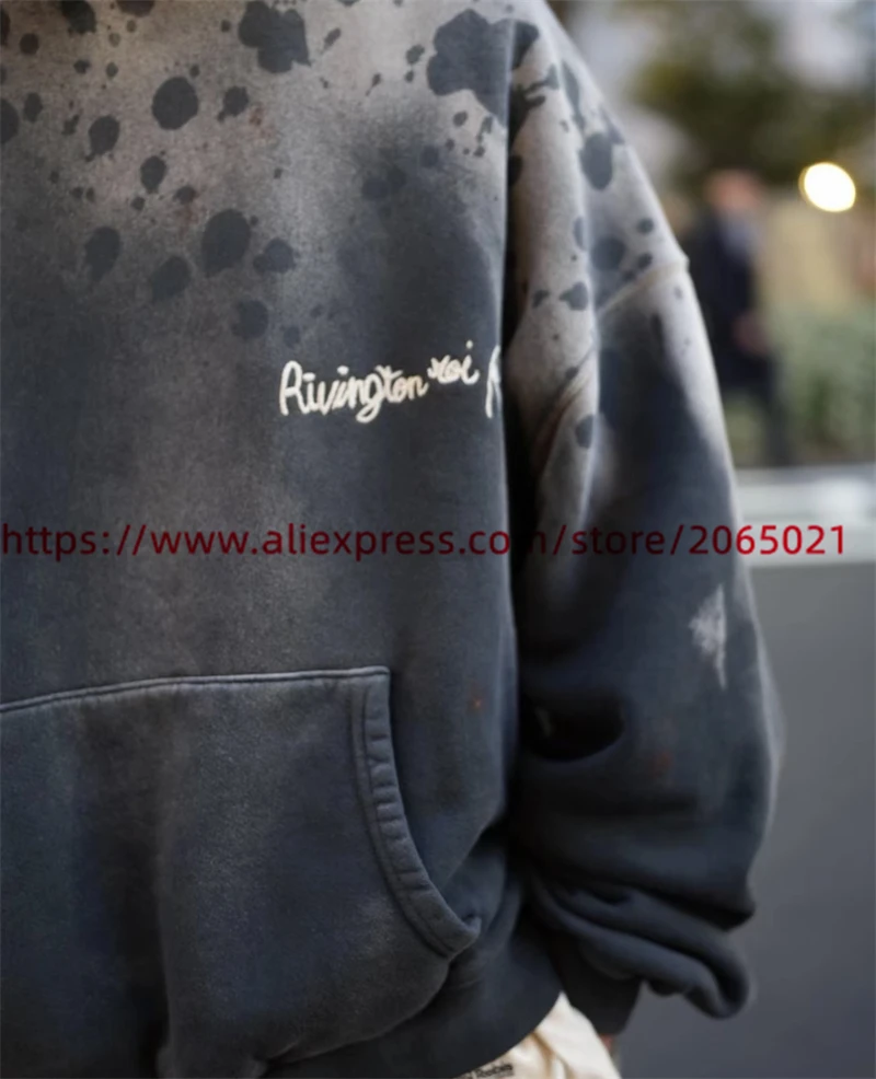 Tie-dyed Vintage Washed RRR123 Hooded Men Women Best Quality RRR 123 Letter Printing Pullovers Hooded