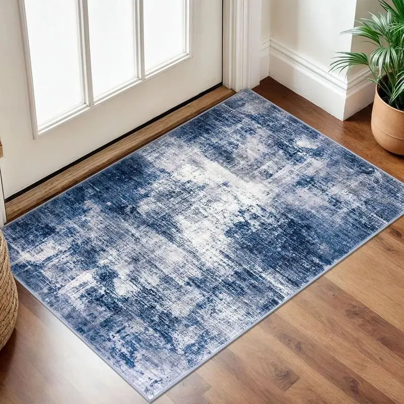 VIKAMA Sage Green Gold Abstract Distressed Vintage Accent Rug Contemporary Soft Floor Mat Indoor Entryway Room Decor Trim Cozy