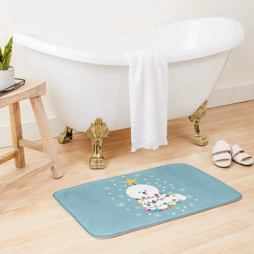 

Bichon Frise Christmas Tree Bath Mat Quick-Drying Bathroom Rugs Living Room Mat