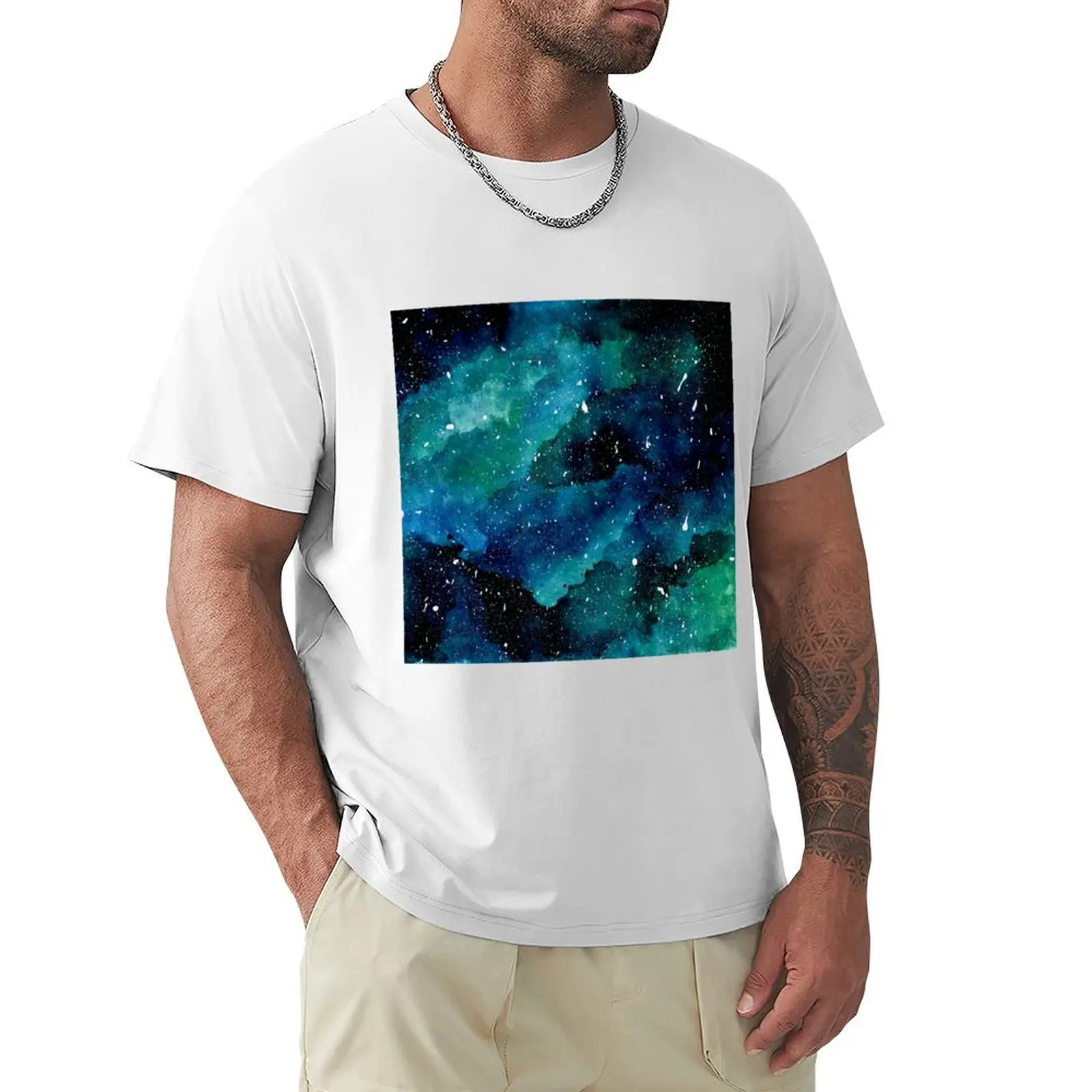 Emerald Galaxy T-shirt heavyweights customs summer clothes mens white t shirts