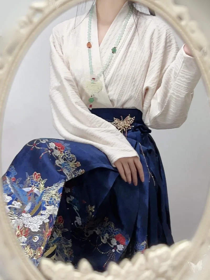 Ladies Stand Collar Chinese Traditional Style Shirt White Color Button Front Vintage Women Blouse