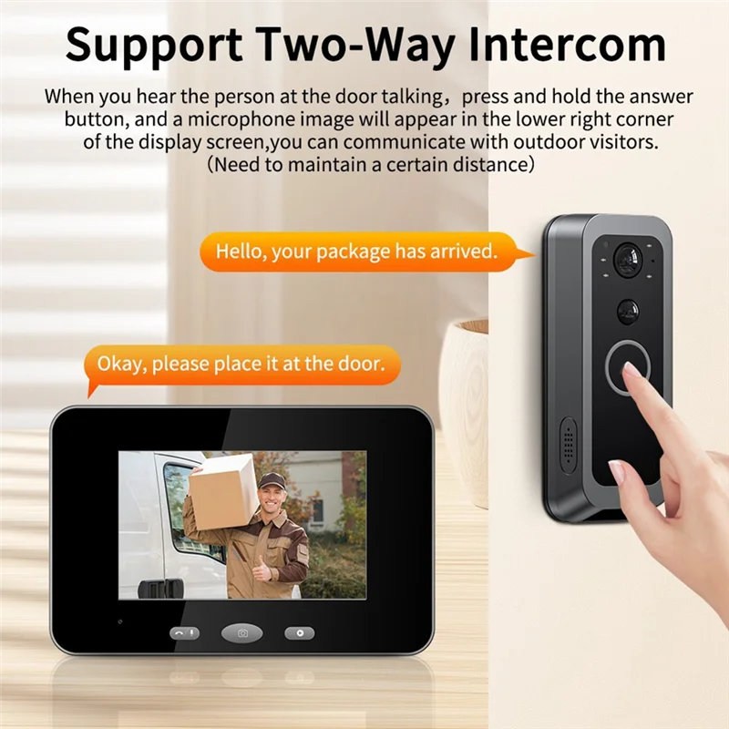 A34R Smart Home Security Wireless Intercom Doorbell IR Night Vision โปรแกรมดูประตูวิดีโอกันน้ํากล้องประตูไม่ต้องใช้เครือข่าย