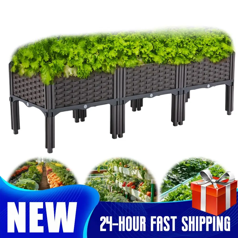 Raised Garden Bed Elevated Planter Box with Drainage and Self-Watering Design Outdoor Planting Container for Gardening