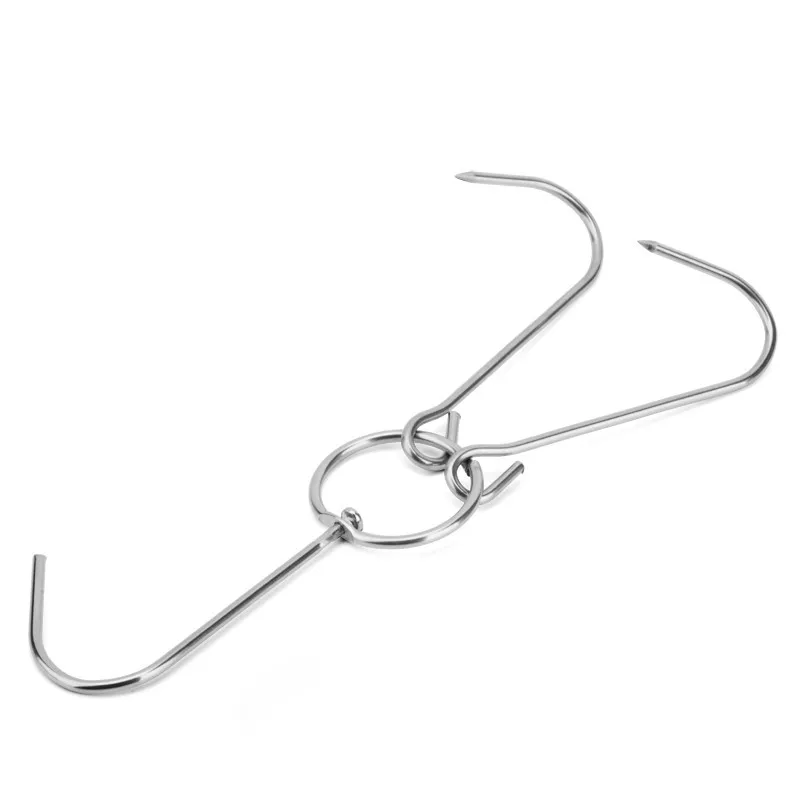 Stainless Steel Double Meat Hooks, Drying Roast Duck Hook, Bacon Hanger, Grill Hanging Rack, Kitchen Tools