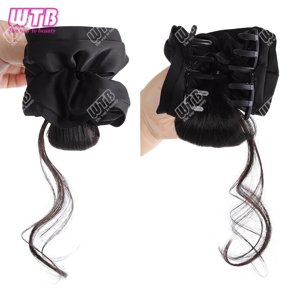 Synthetic Black Large Intestine Hair Ring Bun Head Wig Fashionable and Elegant Ladies Flower Bud Head Wig Hair Accessories