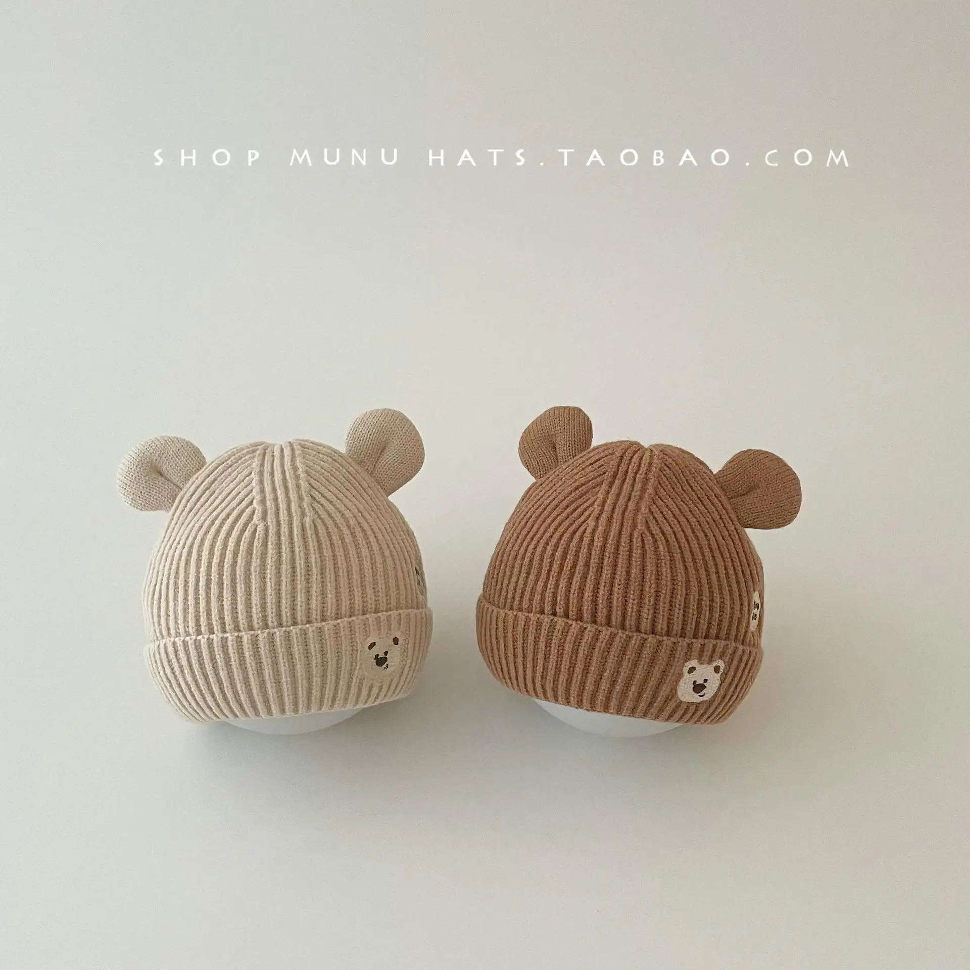 

Kid's Beanie 44-48cm Baby Hat Boys Girls Autumn Winter Woolen Cap Infant Cute Bear Knit Hat Windproof Cap Hot