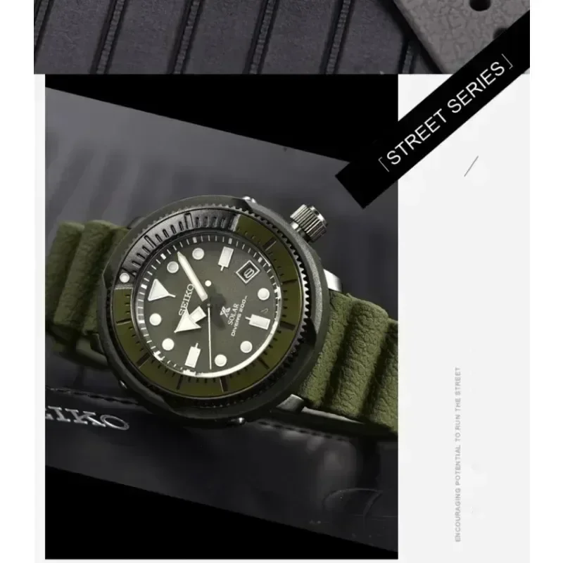 ساعة SEIKO الرقمية للرجال SNE537 PROSPEX قرص دائري مضيء رياضية يمكن للغوص ساعة بحزام من السيليكون للزوجين