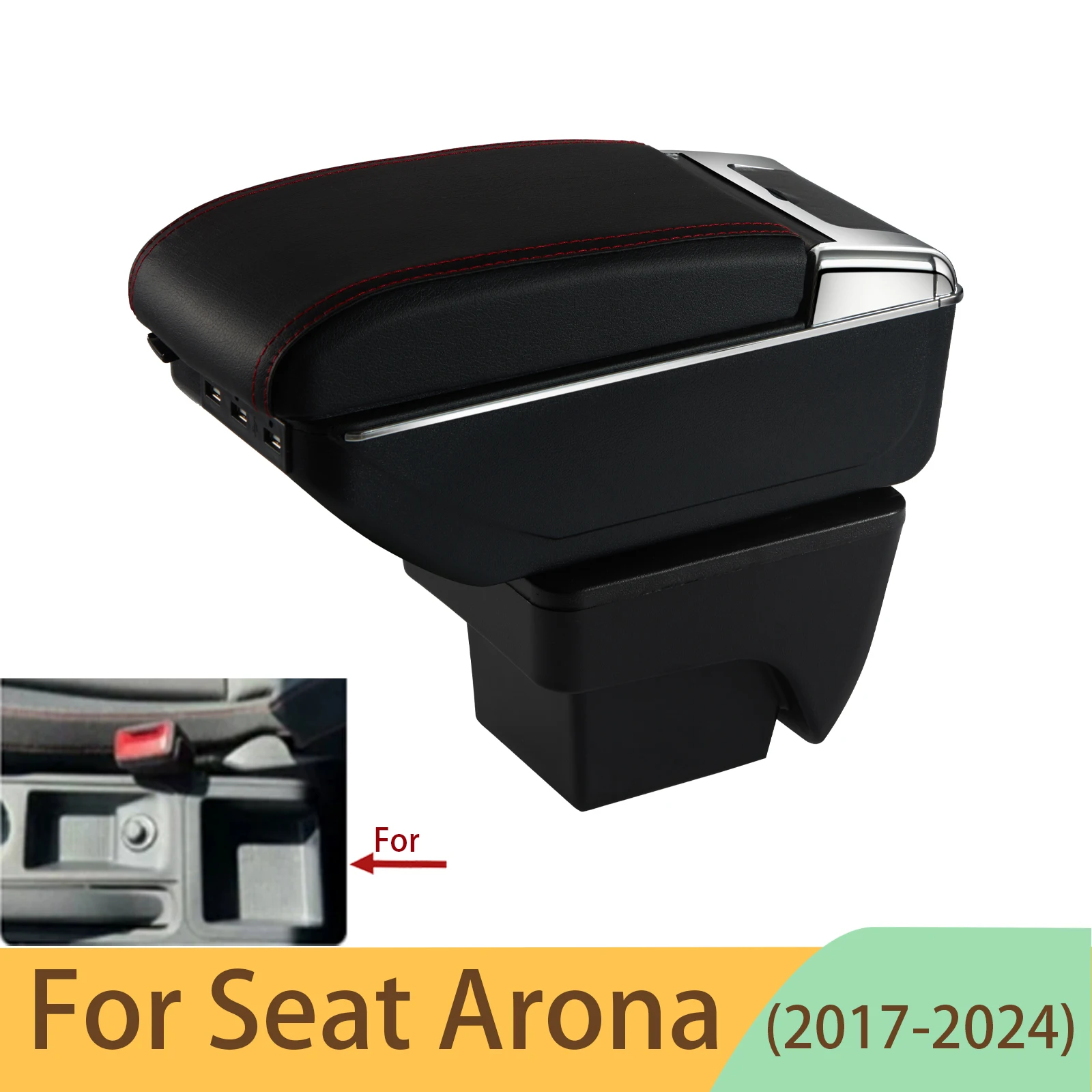 

For Seat Arona 2017-2024 armrest box Ibiza central control car central armrest box modification storage box accessories