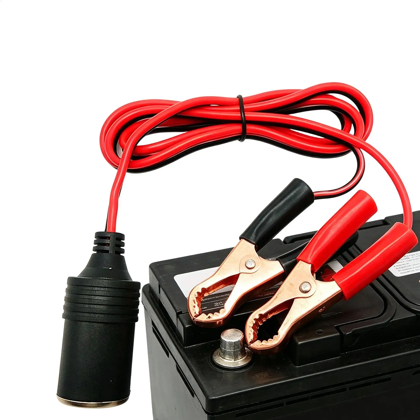 Heavy Duty Battery Clamp to Car Socket 12V Adapter Plug with Cable For Air Compressor Inverter RV Truck, Reliable Power Source