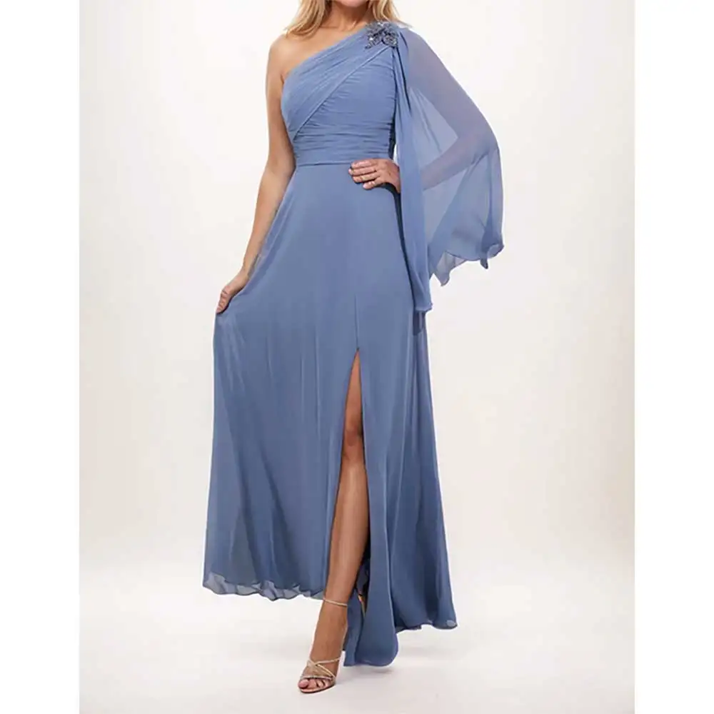 

Women's Elegant Evening Dress Prom Party Gown One Shoulder A-Line Slit Split Backless Cocktail Formal Guest Wedding Guest 2025