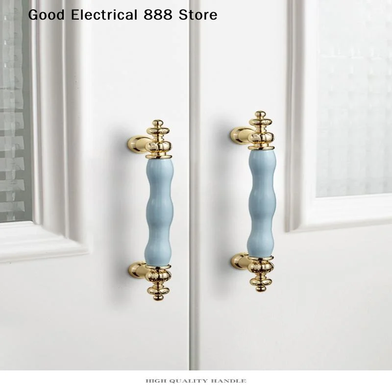 Modern Nordic Colored Ceramic Furniture Handle Golden Wardrobe Cabinet Handles Closet Door Knob Dressing Table And Drawer Pull