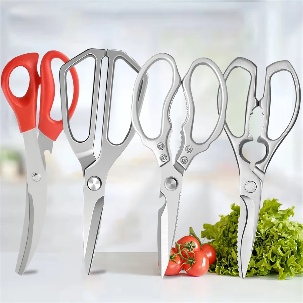 1 unidad, tijeras de cocina para huesos de pollo, cortador de pescado y pato de cocina, tijeras para barbacoa de acero inoxidable, tijeras para alimentos, herramientas de tijeras para alimentos