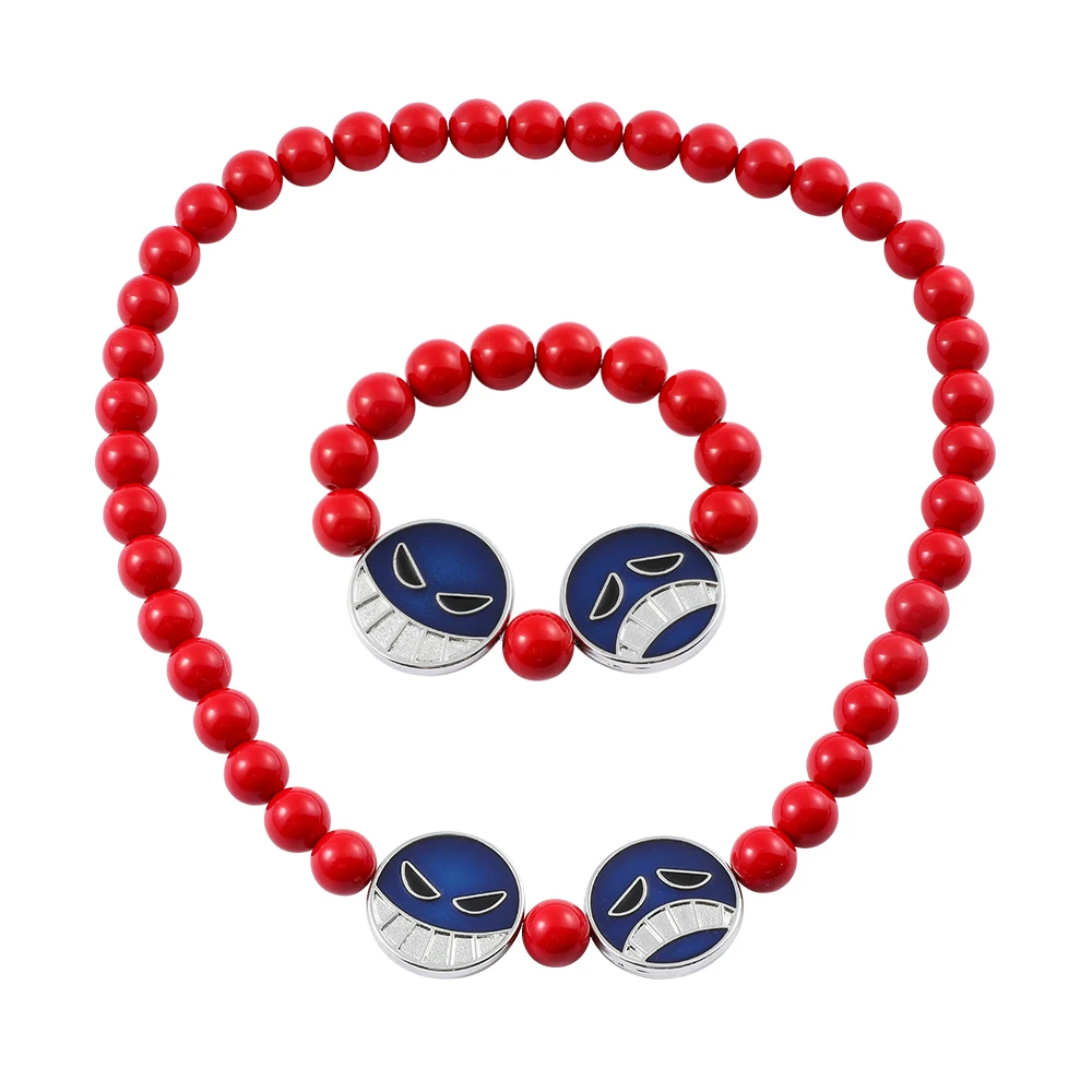 

Anime Red Beads Face Bracelet Necklace Fashion Jewelry Accessories Cosplay Party Gifts