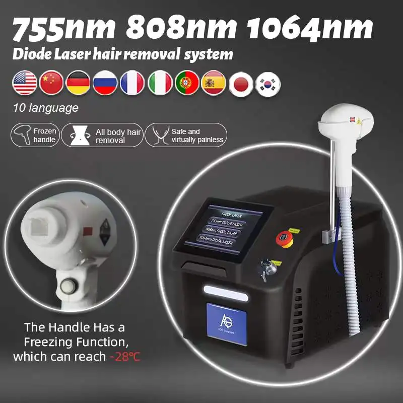 

Latest 755 808 1064nm 3 Wavelength Diode Laser Painless Strong Power Salon Professional Permanent Hair Removal Beauty Machine