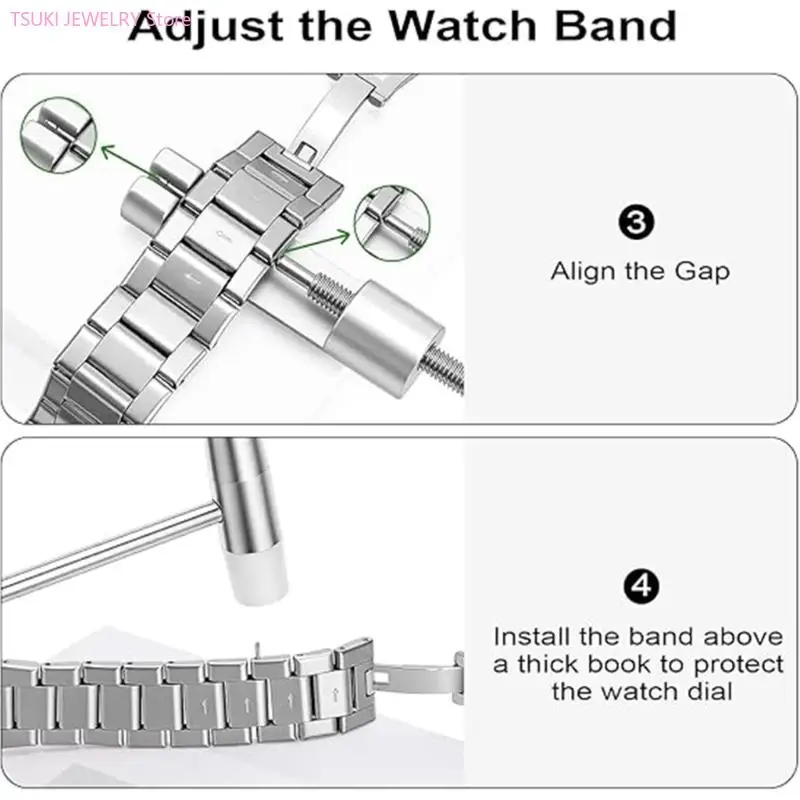 62KE Metal Watch Strap Link Pin Remover Tool Set for Watch Band Adjustment Repairing