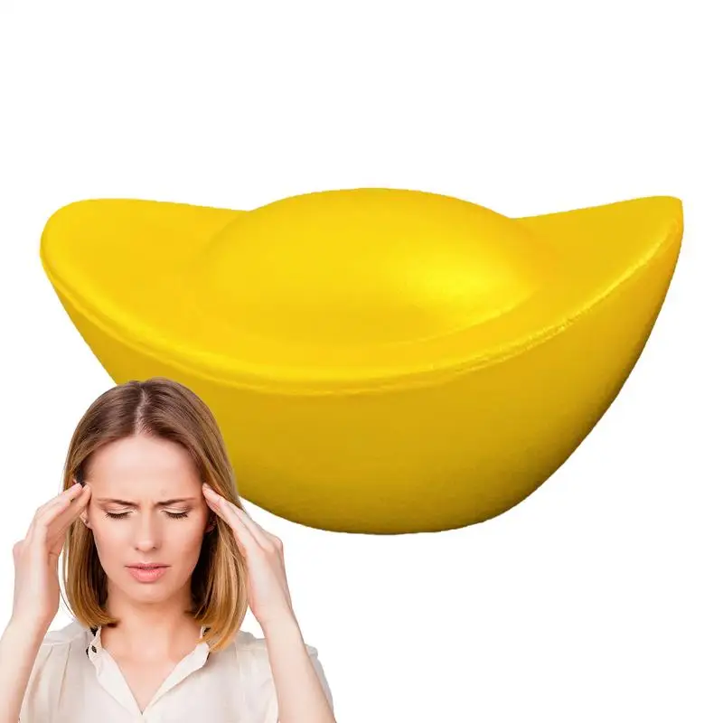 Small Squeeze Toys Portable Stress Ball Gold Ingot Slow Rising Squeeze Toys Stretchy Squeeze Ball Toys Funny Relax Ball