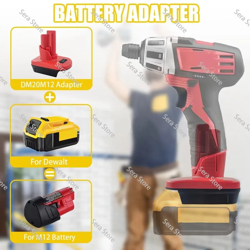 HOT DM20M12 Battery Adapter for Dewalt 20V for 18V M18 Battery Convert to for 12V M12 Cordless Tools