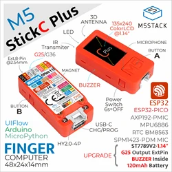 M5Stack Official M5StickC PLUS ESP32-PICO Mini IoT Development Kit