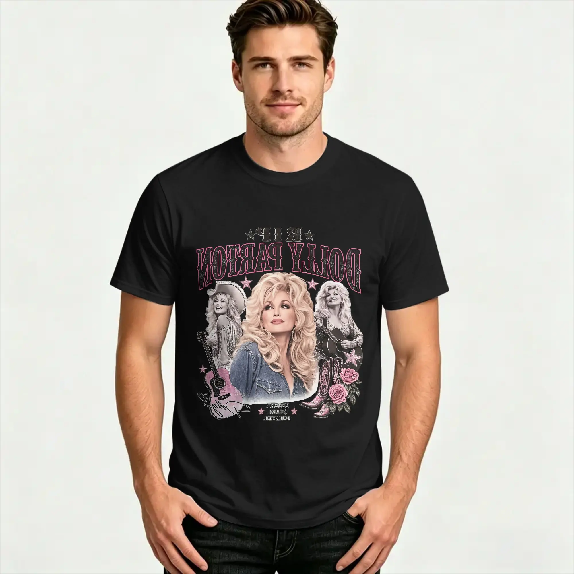 Oversized T-Shirt Summer Dolly Parton RIP Leisure T Shirts  Cotton Tee Shirt for Man Y2K Casual Short Sleeve Tees