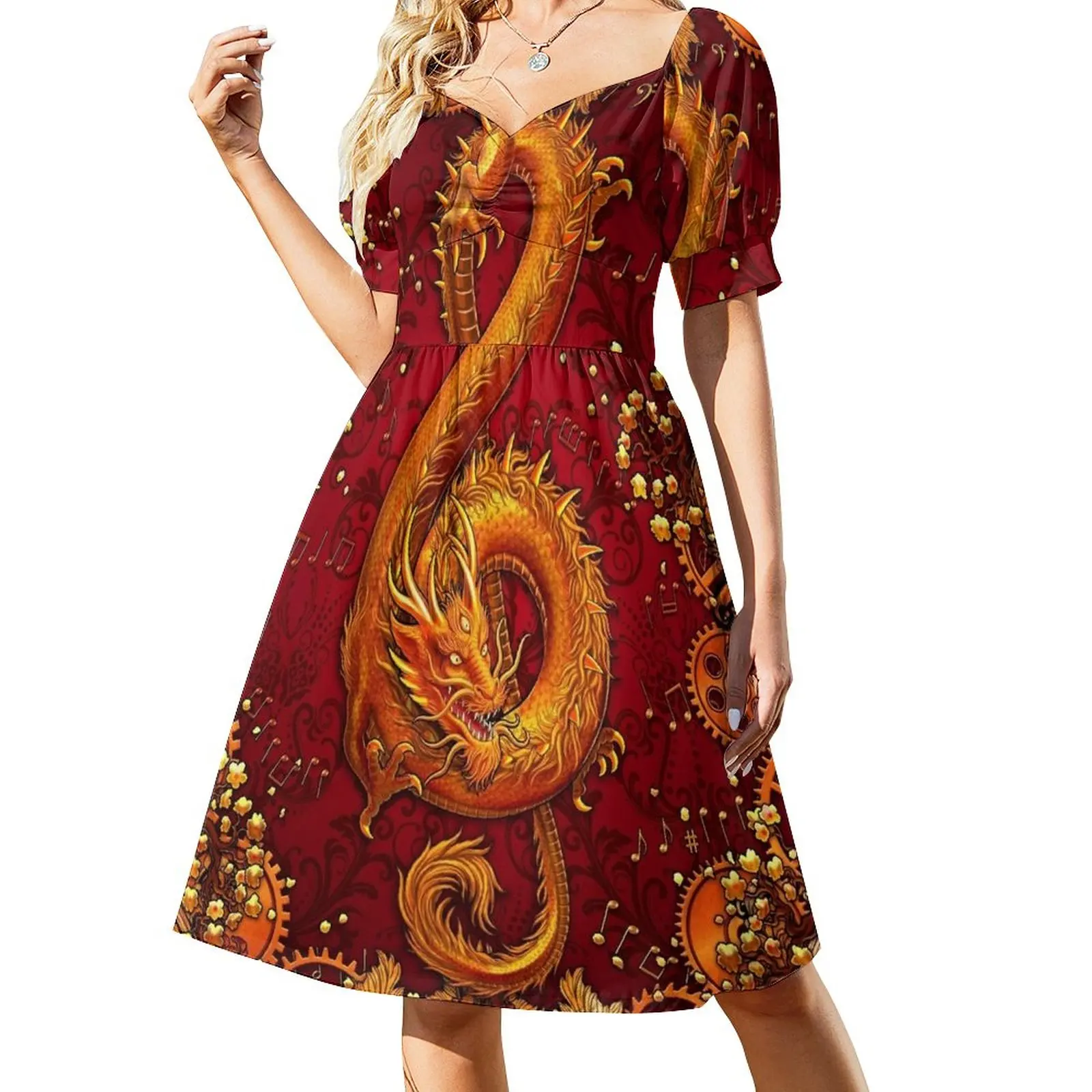 Treble Clef - Music Dragon - Steampunk Sleeveless Dress summer dress women 2024 dress dresses