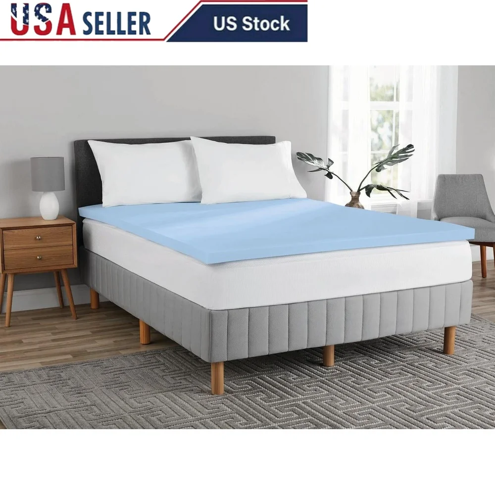 

2 Inch Gel Memory Foam Mattress Topper Pressure Relieving Medium Firm Breathable Comfortable Pad Queen Mattress Accessory
