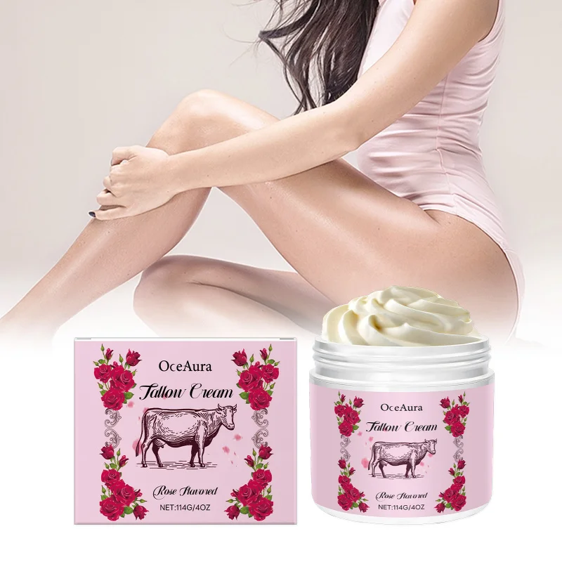 

Rose Tallow Body Butter Cream, Hydrating Moisturizer For Dry Dull Skin, Nourishing Brightening Body Lotion With Light Texture