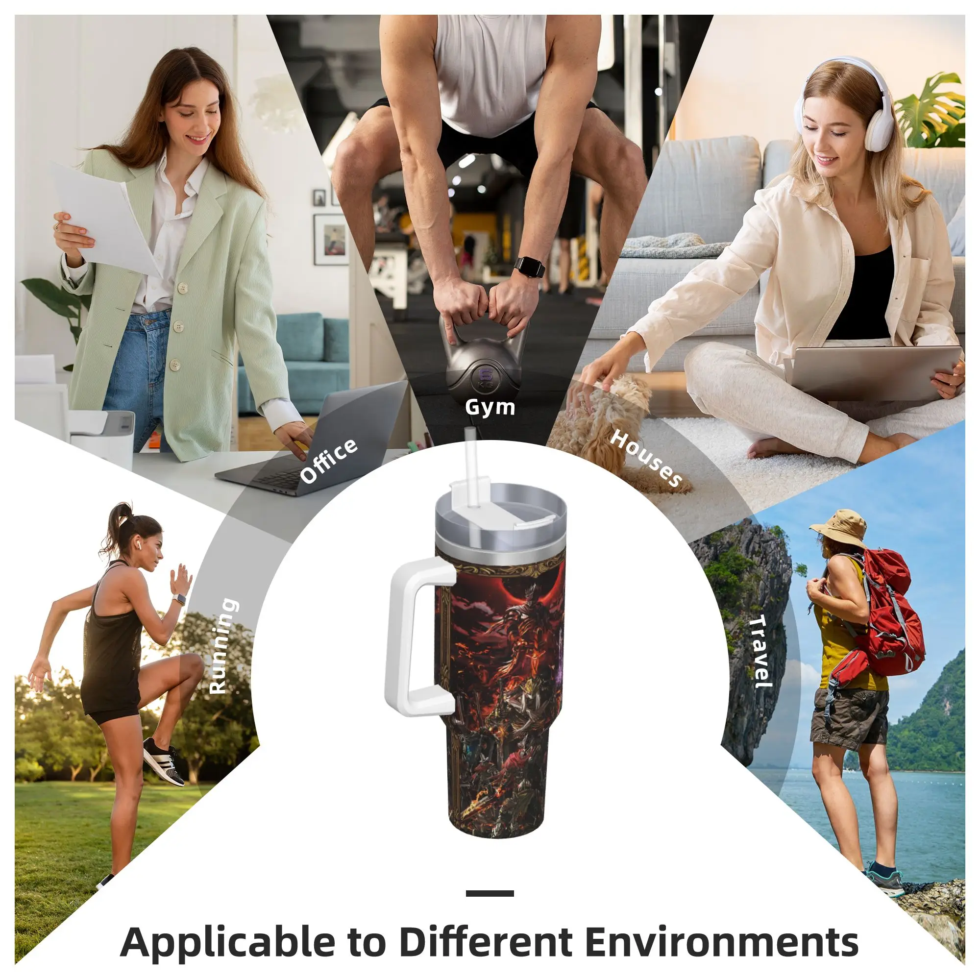 Elden Ring Stainless Steel Tumbler  Driving Thermal Cups With Straws and Lid 40oz Mugs Cup Cold and Hot Water Bottle view 6