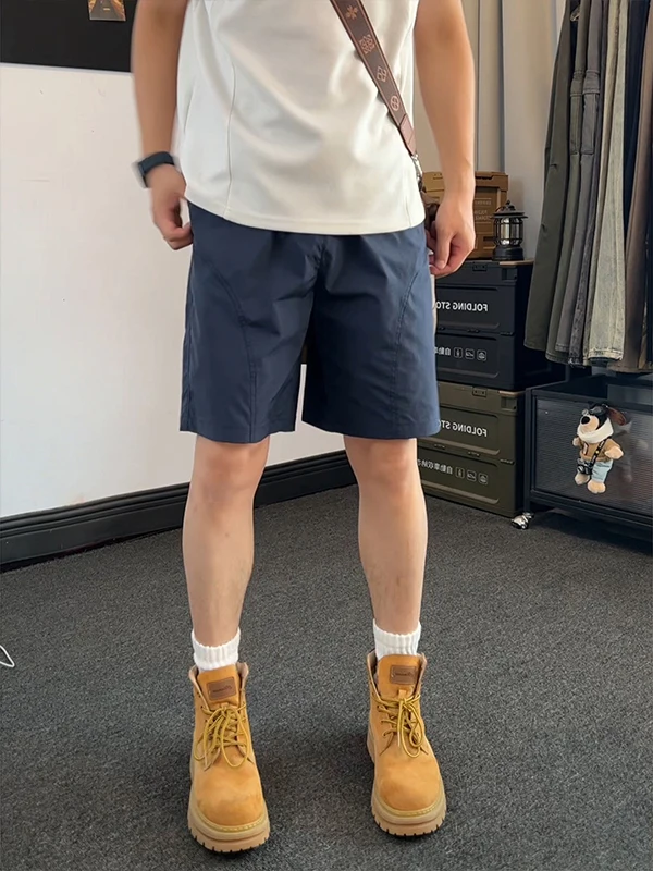 

Qui Dry Ice Silk orts Men's Spring Summer Thin Outdoor Sports Beach Four Five Split Pants Loose Fit Flat Front Polyester ...