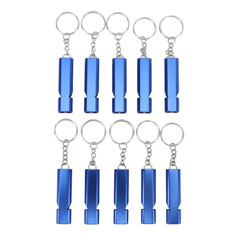 10PCS Emergency Survival Whistle Aluminium Alloy High Decibel Double Tubes Loud Whistle
