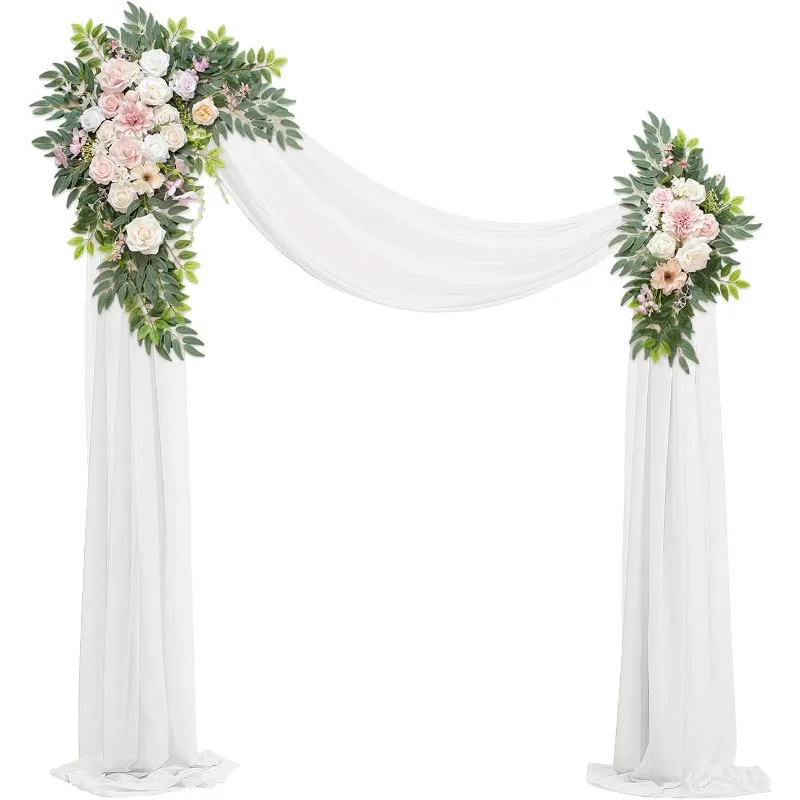 Wedding Arch Flowers with Drapes (Set of 3) Wedding Decor and Wedding Arch Draping Artificial Flower Arrangements