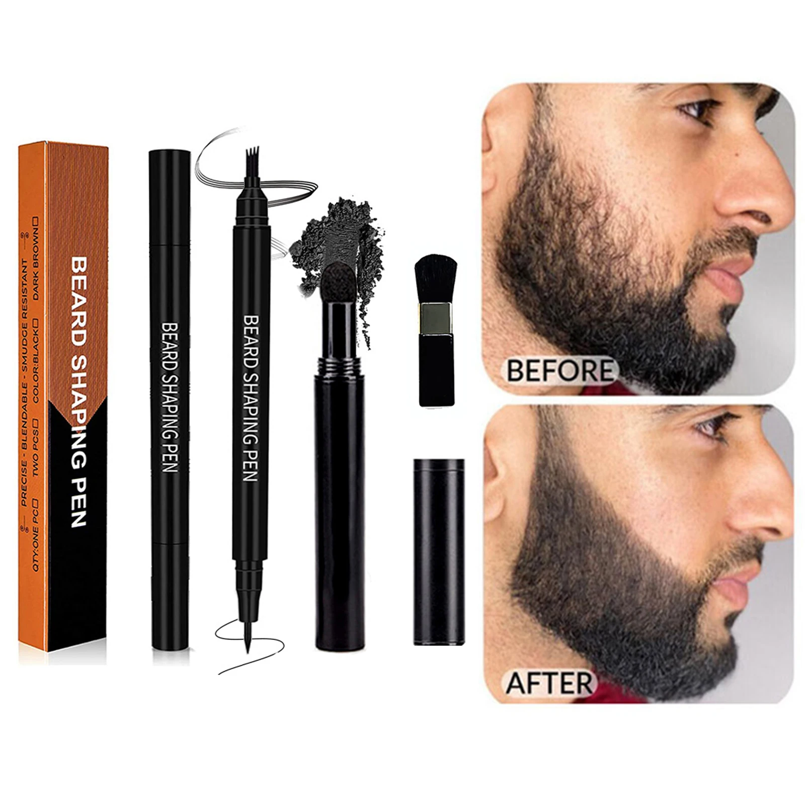 Relleno de barba profesional, relleno de pelo y barba, sello en polvo, resistente al agua, reparación de bigote, potenciador, sello moldeador para hombres, productos para el cabello