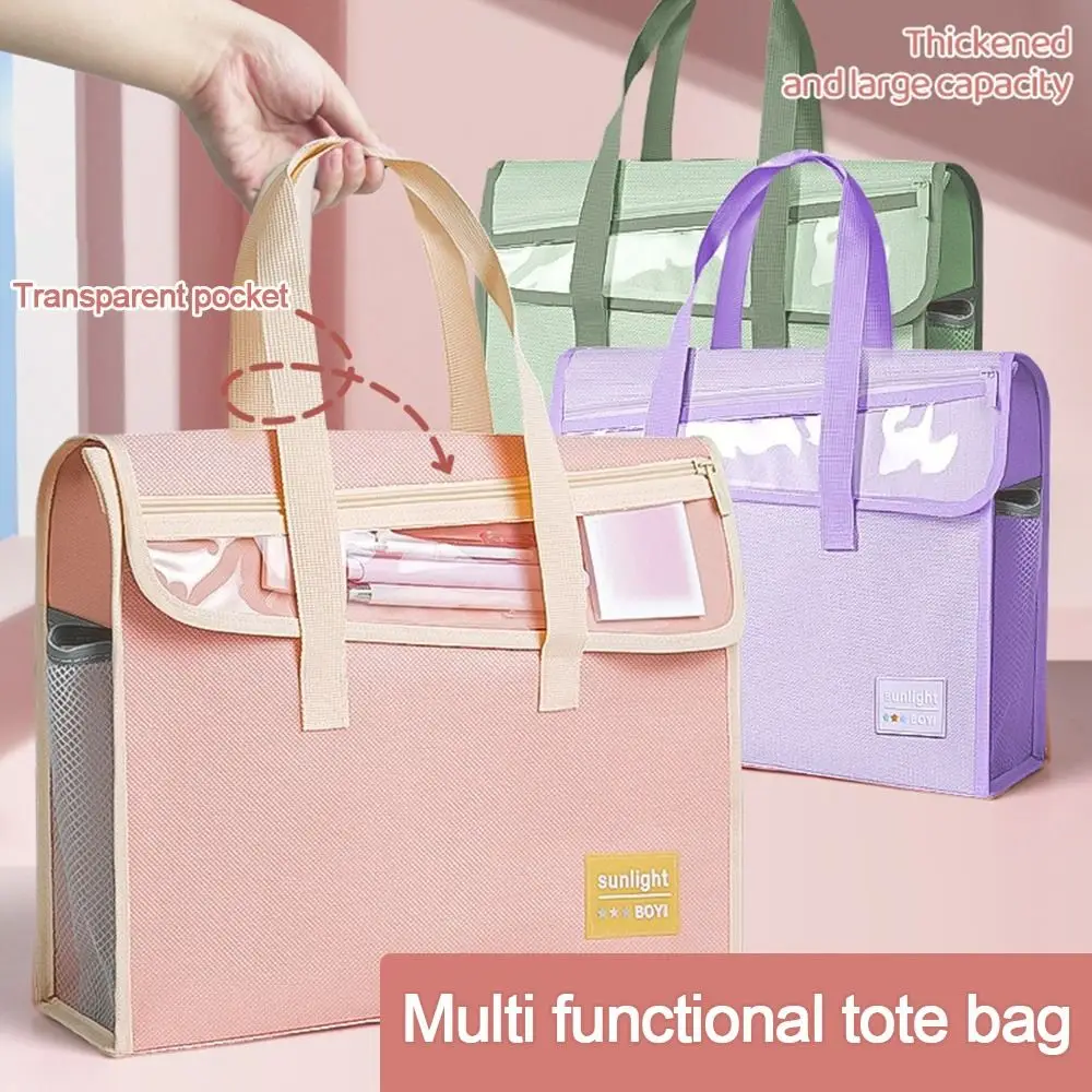 High Quality Flip Cover Handbag Multilayer Large Capacity A4 File Bag Thickening Widening Portable Tutoring Bag Back To School