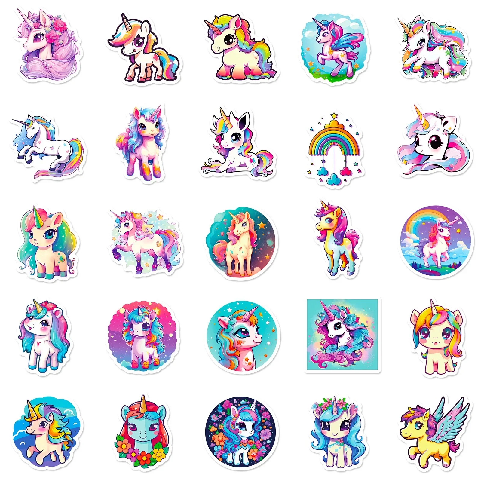 10/50pcs Cartoon Cute Rainbow Unicorn Stickers Aesthetic Scrapbooking Laptop Travel Luggage Laptop Wall Car Decoration Sticker