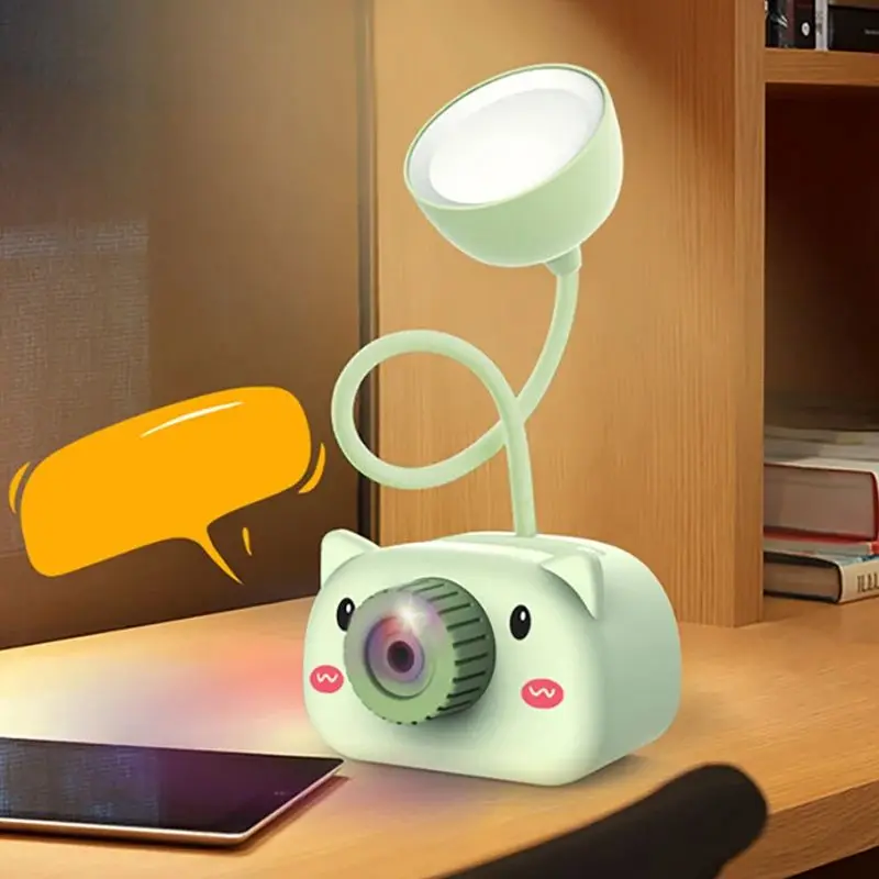Simpatico cartone animato LED luce di lettura portapenne temperamatite protezione degli occhi luce notturna per studente studio ufficio Mini lampada da tavolo