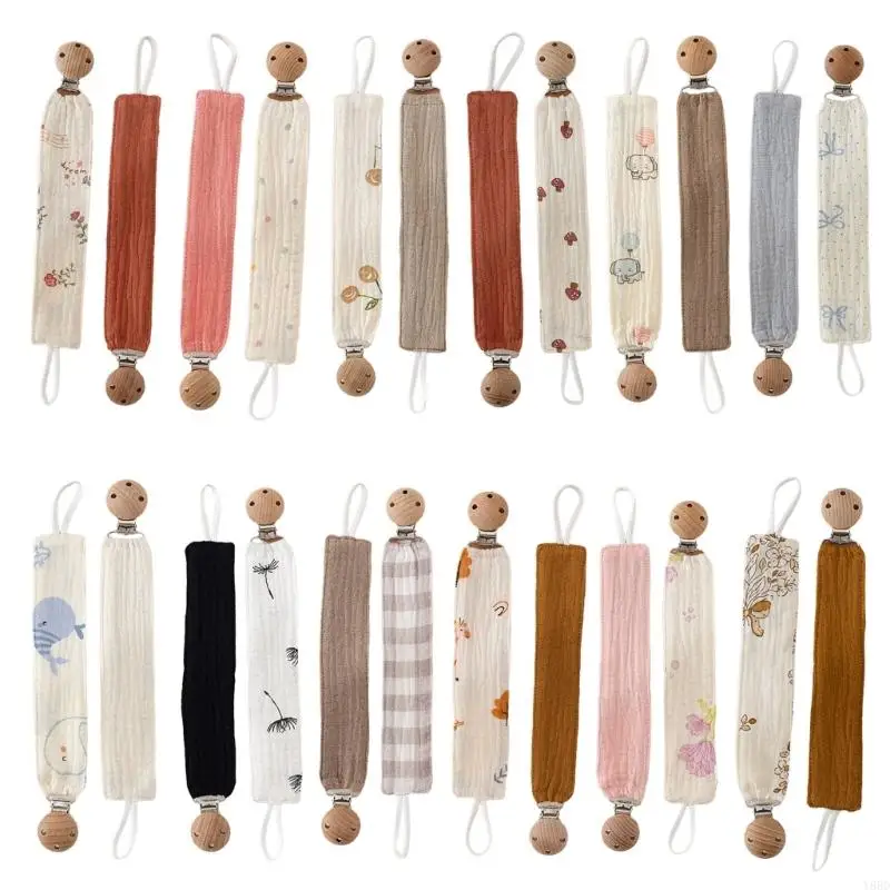 

Y88D Soft Cotton Pacifier Clip with Natural Clasp Adjustable Pacifier Leash for Baby Safety & Multi Use Toy Attachments