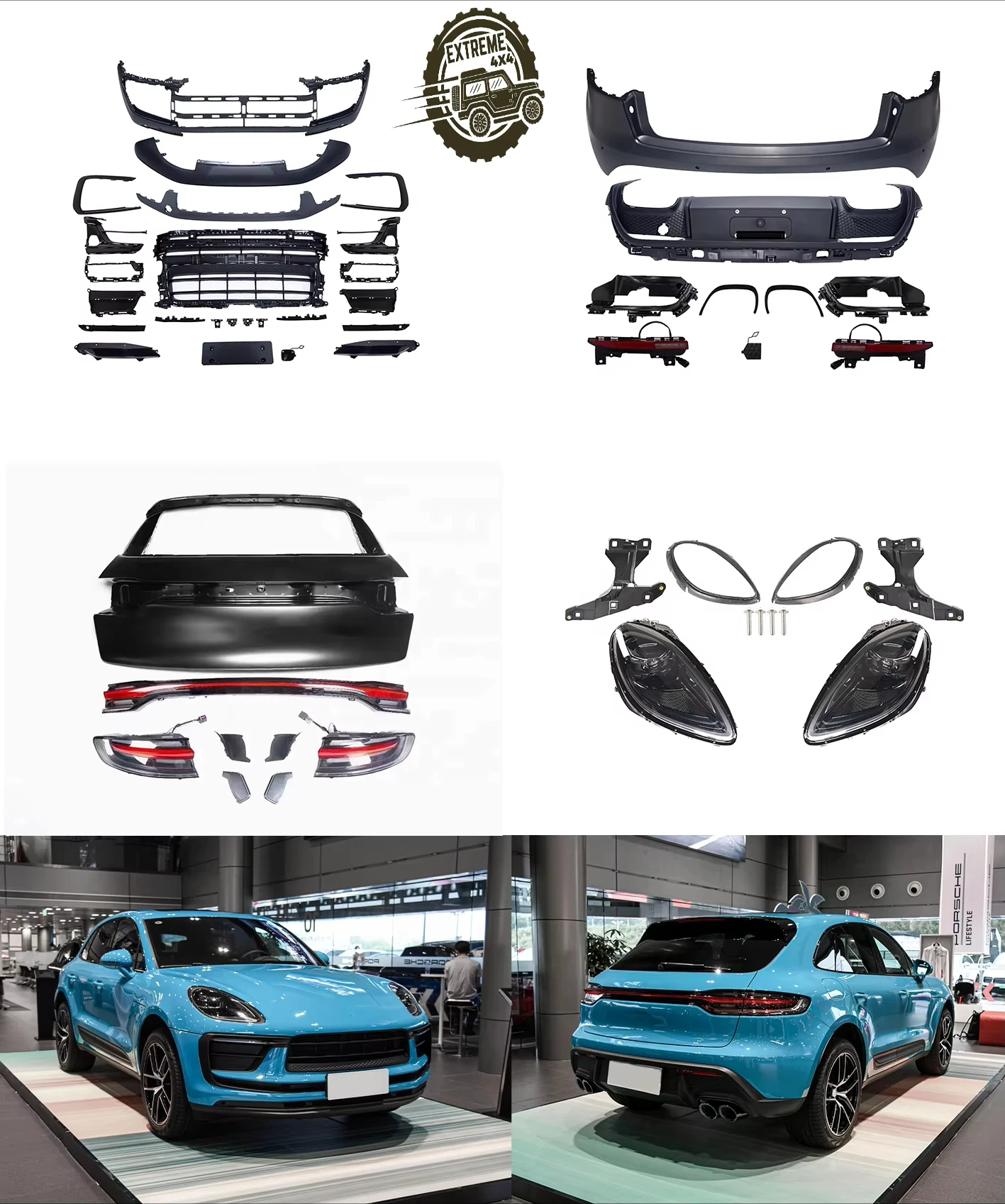 2023-Style Upgrade Kit for 2014-2021 Porsche Macan: Headlights, Taillights & Body Kit