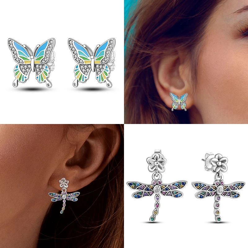 Earrings For Women Silver 925 Fashion Shell Pearl Earrings Cubic Zircon Round Daisy Flower Ear Studs Silver 925 Original Jewelry