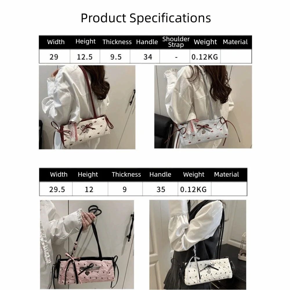 Elegante Damenhandtasche mit koreanischer Schleifendekoration, Nischenstil, PU-Material, quadratische Tasche, Reißverschluss, Unterarmtasche, für den Alltag. – Detail 4