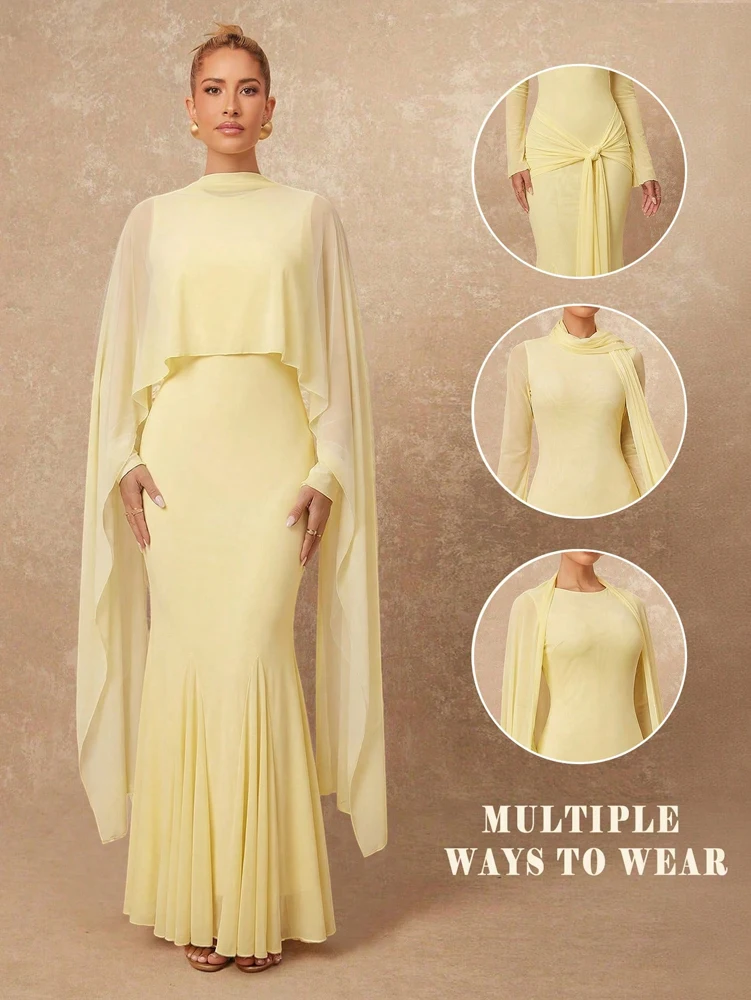 Women's Spring/Summer Tulle Knit Dress with Flared Hem, Versatile Silhouette—Perfect for Spring Break Travel