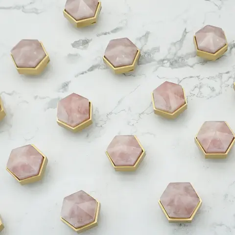 Narural Pink Crystal + Solid Brass Furniture Knobs and Handles Luxury Bedroom Wardrobe Dresser Pulls Cabinet Handle Hardware