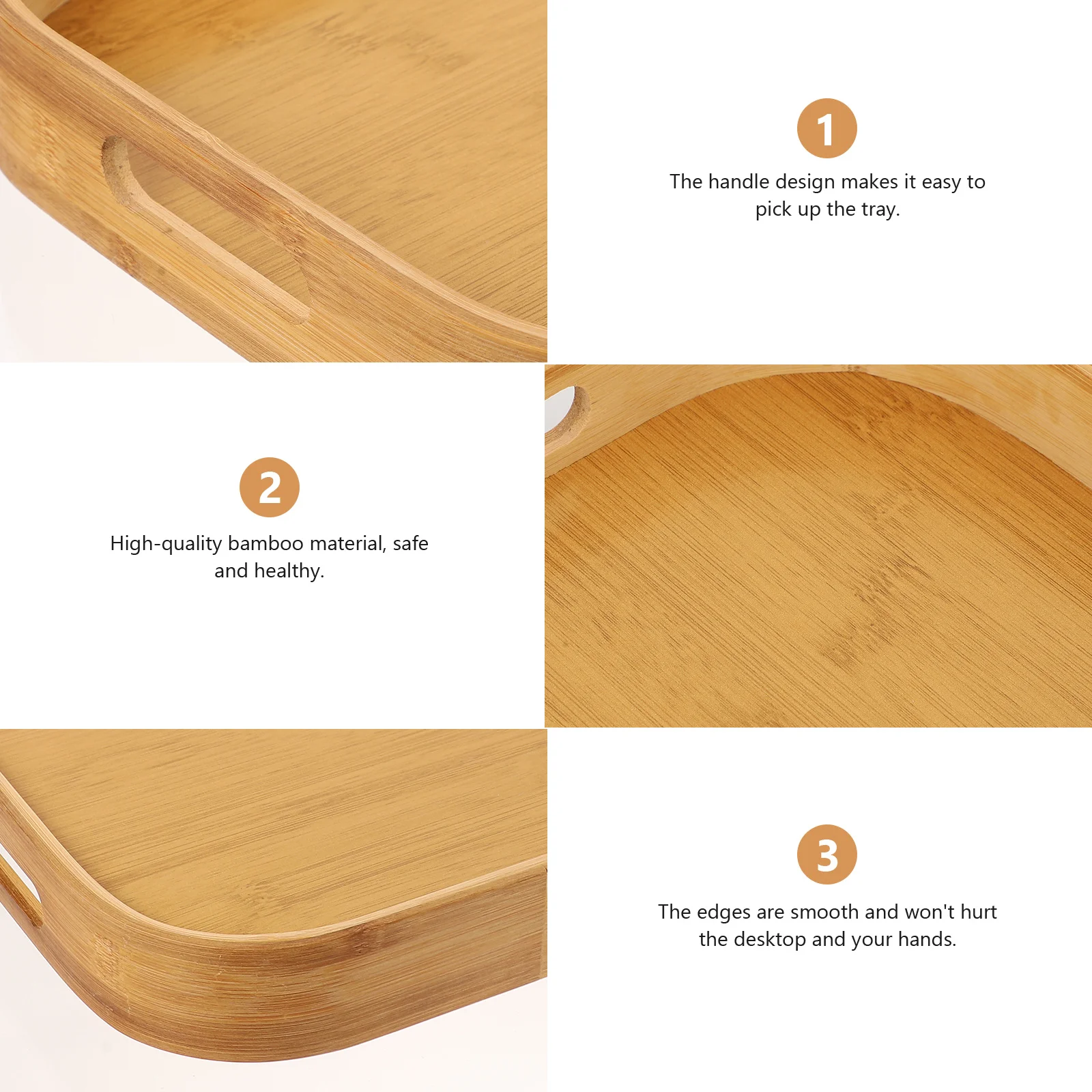 

1pc Bamboo Food Serving Tray Portable Lightweight Storage For Snack Fruit Dessert Tea Coffee Home Hotel Spa Use Bamboo Tray