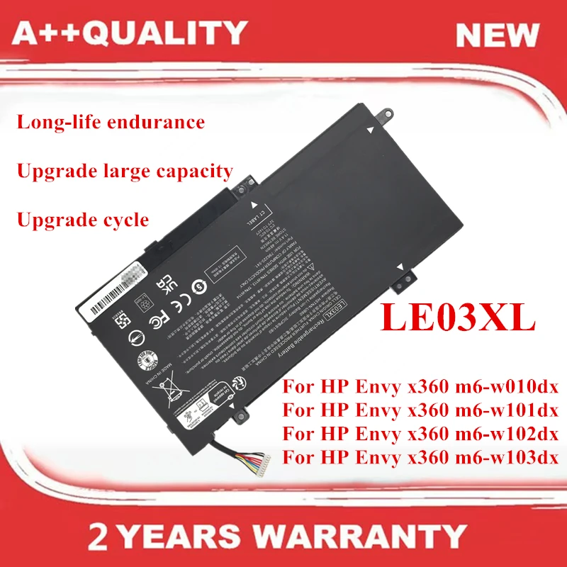 

11.1V 45Wh LE03XL Laptop Battery for HP Envy x360 HSTNN-PB6M UB60 UB6O YB5Q TPN-W113 W114 W116 796220-541 796220-831 LE03