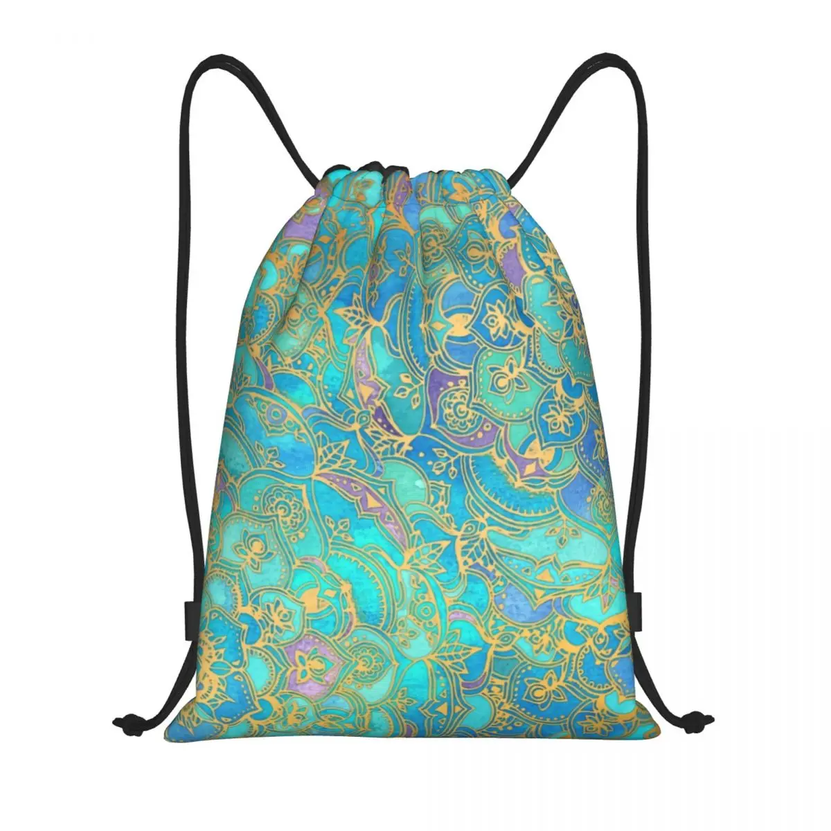 

Sapphire Jade Stained Glass Mandala Drawstring Bag for Shopping Yoga Backpacks Women Men Bohemian Boho Sports Gym Sackpack