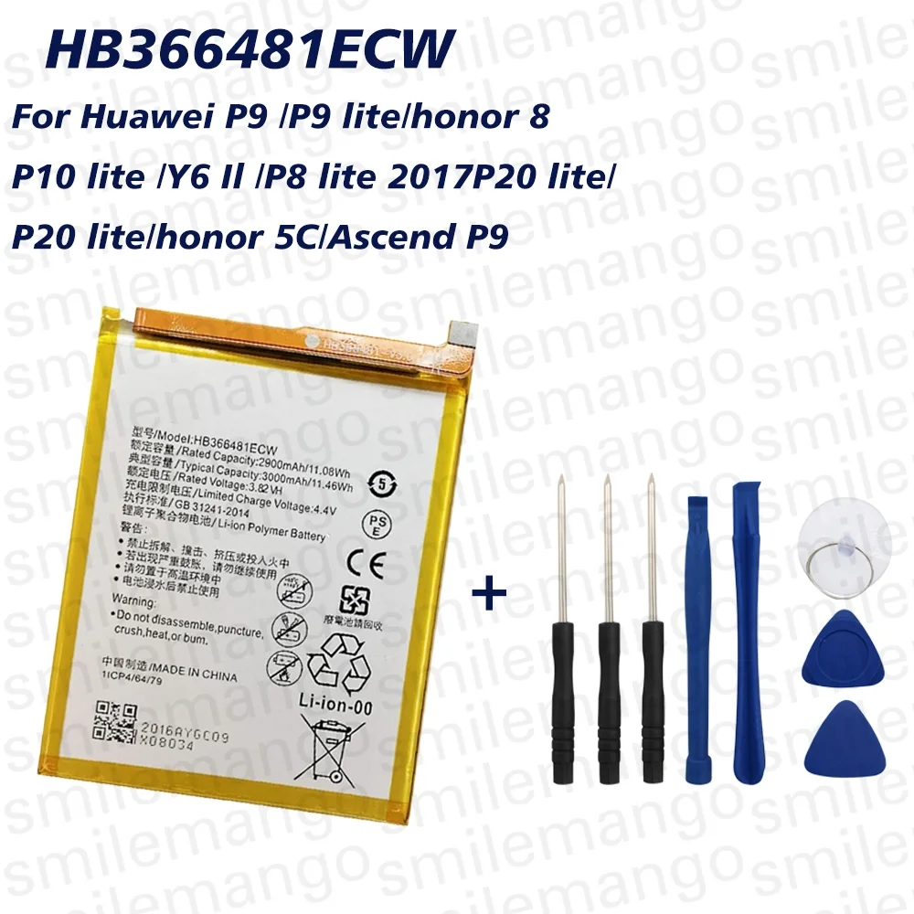 HB366481ECW Replacement Battery For Huawei P9 Lite Honor 8 P10 Lite P8 Lite 2017 P20 Lite Y6 II Honor 5C