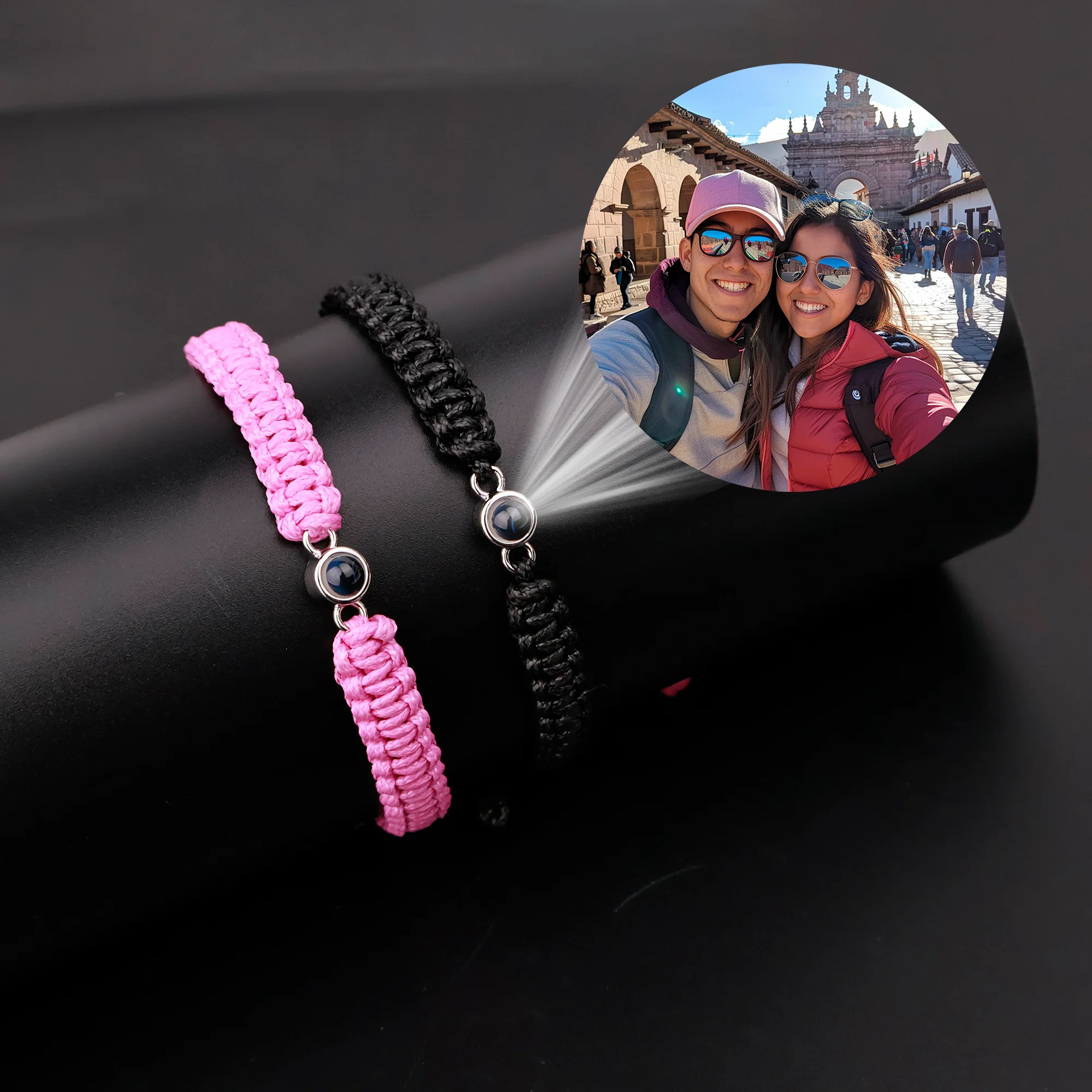 

Personalization Customized Color Image Projection, Manually Woven Hand Rope Couple Bracelet Fashionable Versatile Commemorative